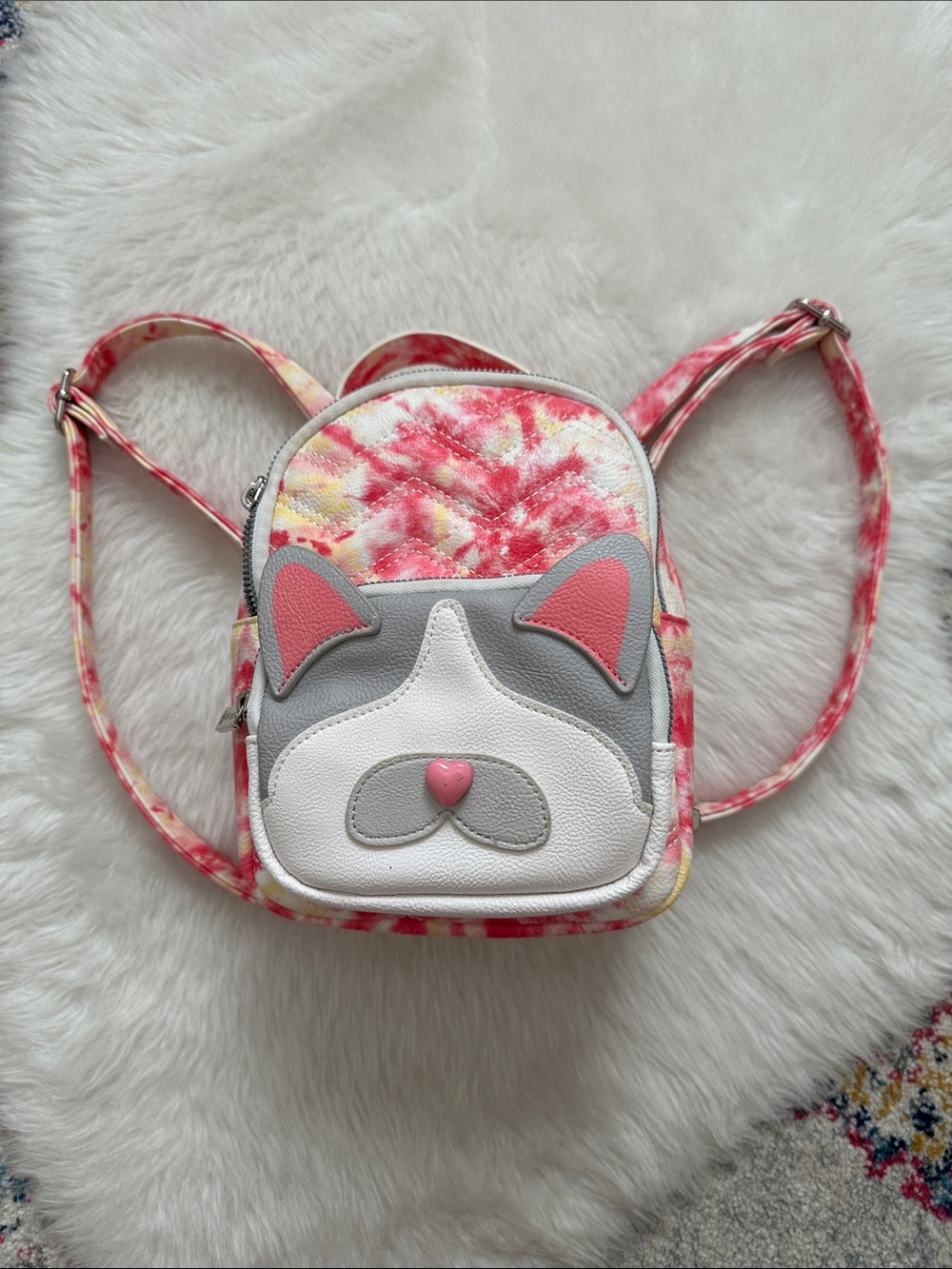 Betsey Johnson Pink Floral Cat Face Mini Backpack